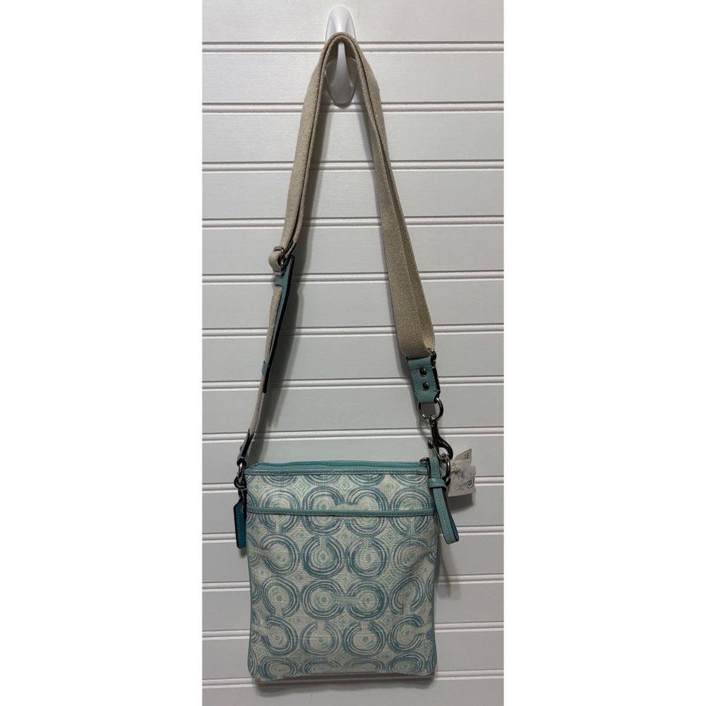 COACH Audrey Op Art Swirl Green Swingpack Crossbody Shoulder Bag Purse NEW - Picture 3 of 9